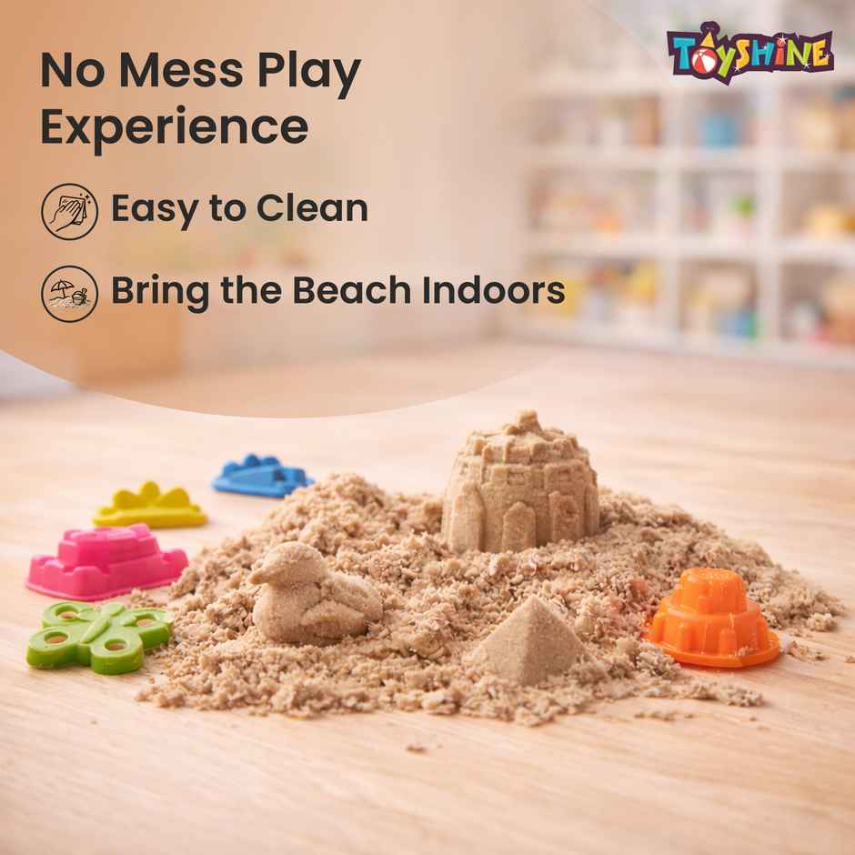 Toyshine 1 Kg Creative Sand For Kids With Free 8 pcs Castle Molds 1 Bonus Mold | Natural Color