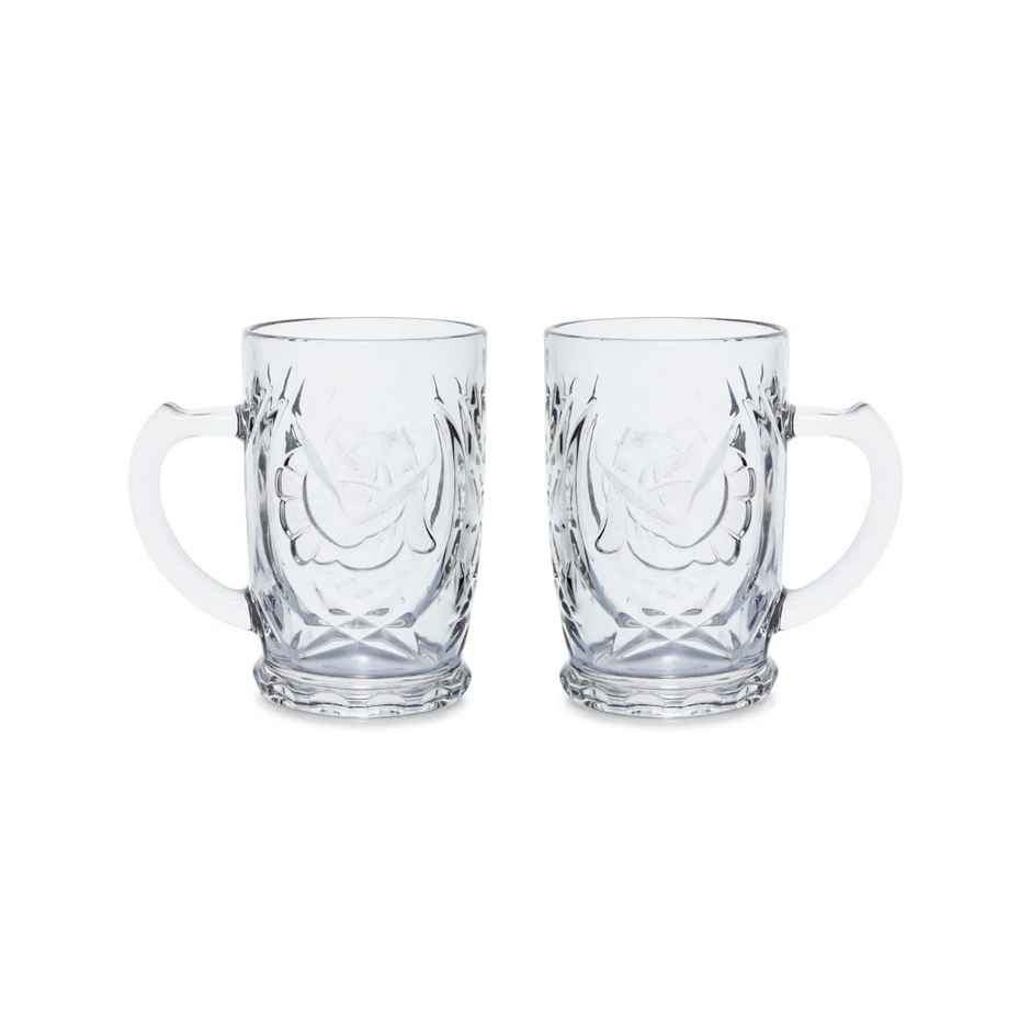 Roxx Ariba Mug Set | 410 ml | Textured Glass | Durable | Hot & Cold Drinks | Transparent