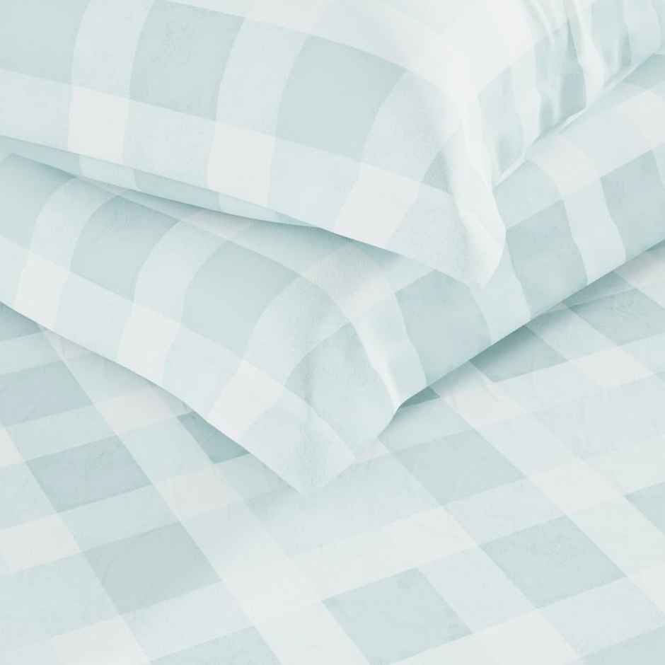 Nautica Super Soft Cotton Fabric Comforter for All Weather | Double Size | Checks | Aqua
