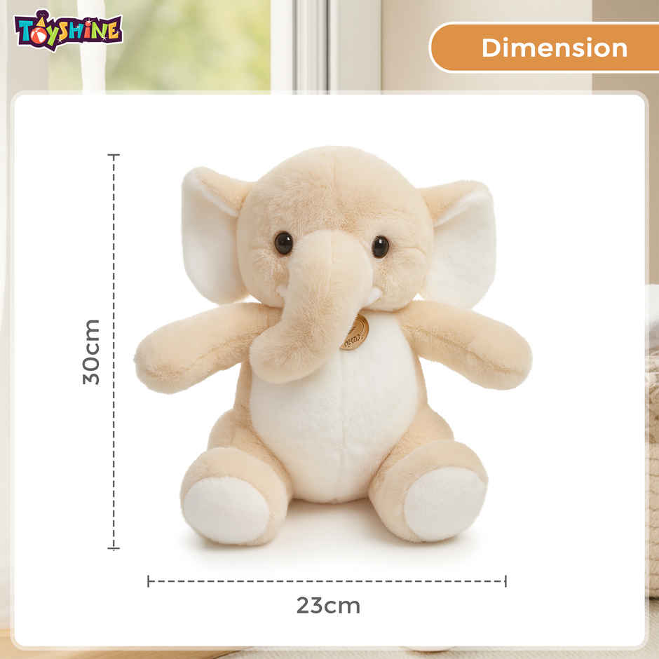 Spanker Elephant Soft Toy Cute Plush for Nursery | Cream - 27 cm