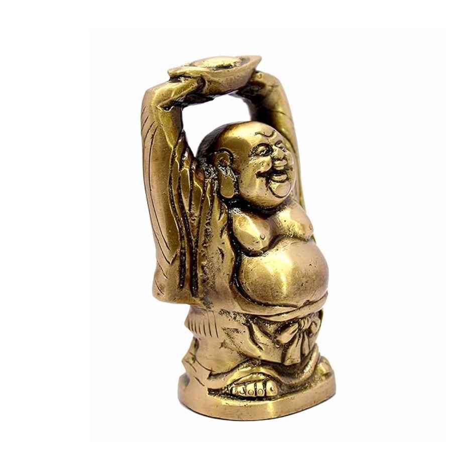 Devnidhii Laughing Buddha for Good Fortune and Money in Gold Polish
