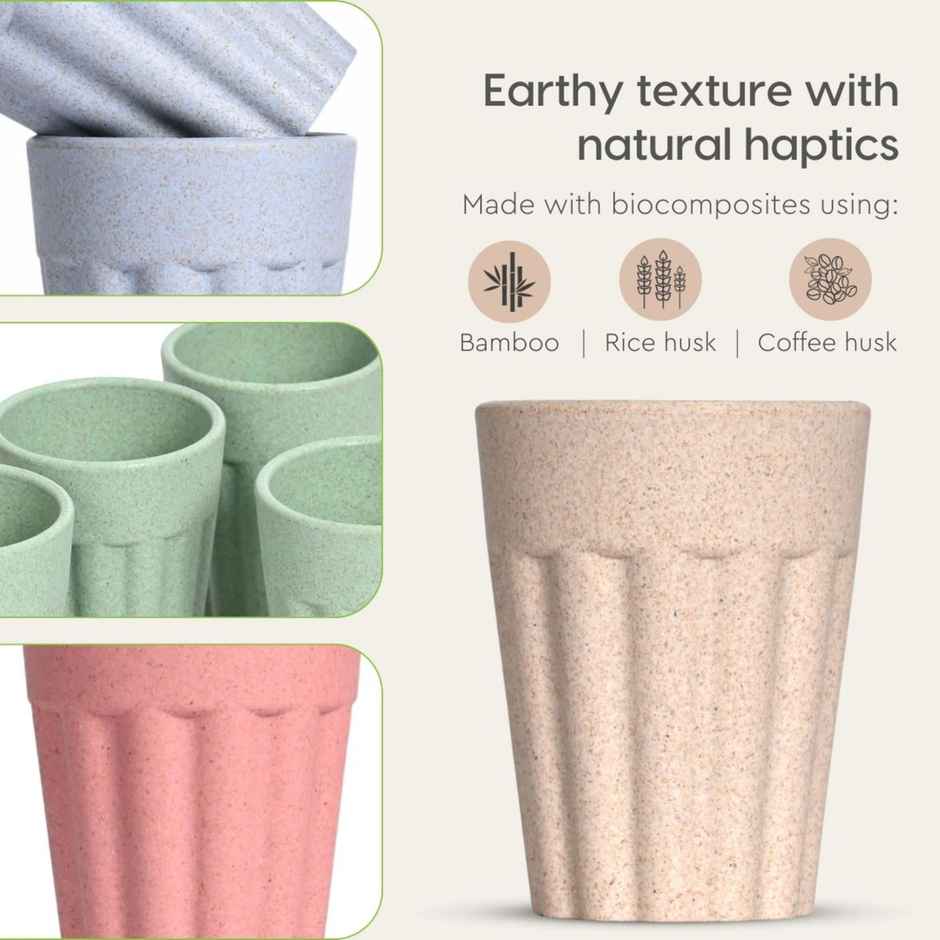 Eha Earth Friendly Tea & Coffee Cup | Rice Husk Biocomposite | Multicolour - 100 ml
