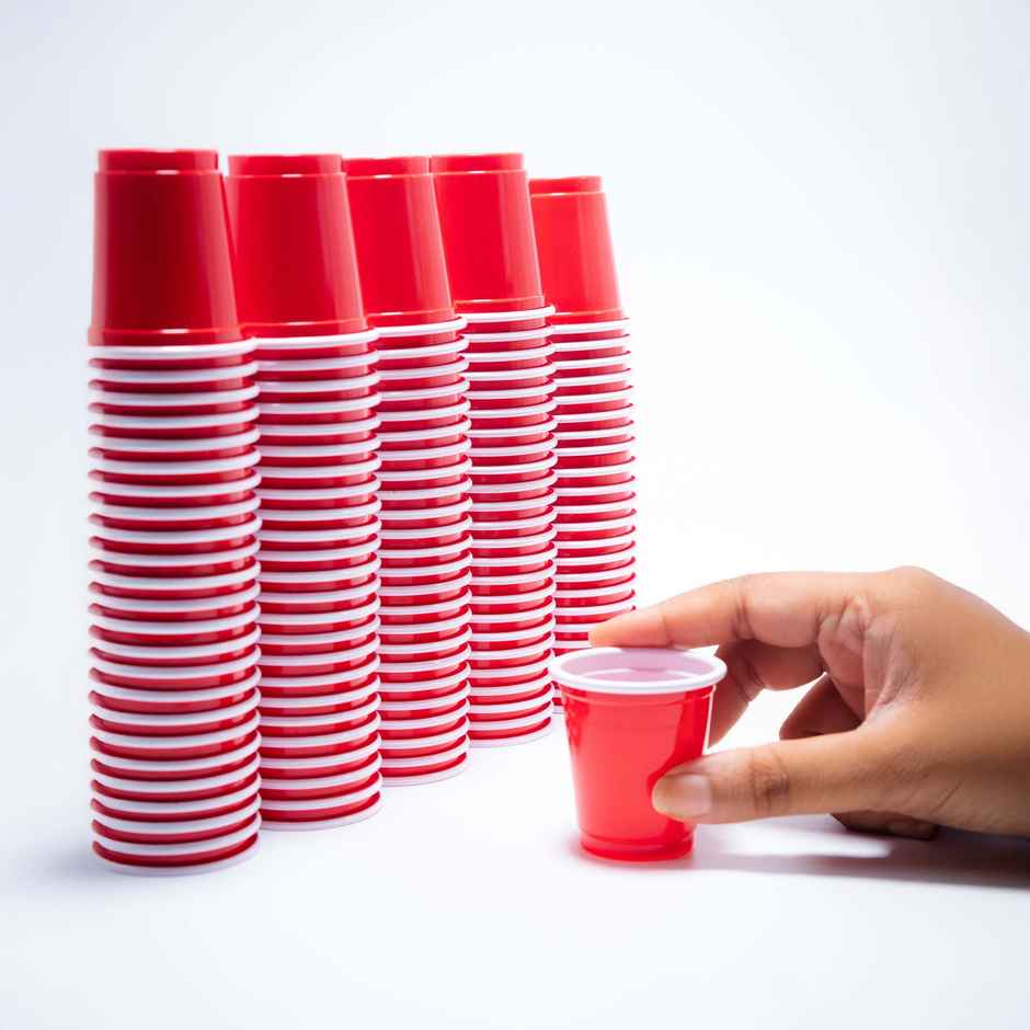 Premium Red Party Shot Cups | 60 ml | Pack of 20 | Disposable Glass | Urgo