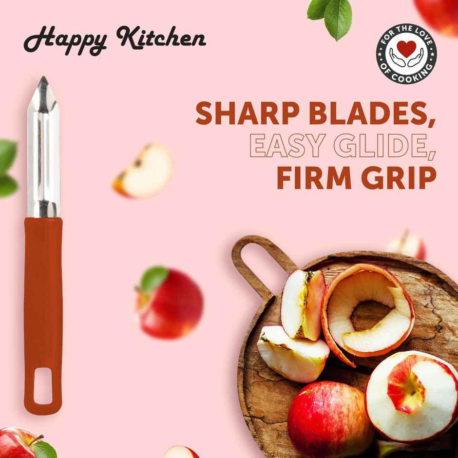 Happy Kitchen Stainless Steel Sharp Peeler | Poly Grip | Double Sided Blade | Durasharp - Assorted