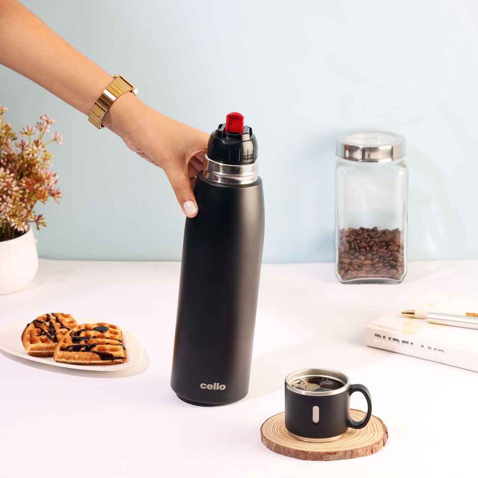 Cello Duro Cup Style Thermosteel Flask | 1 L | Assorted