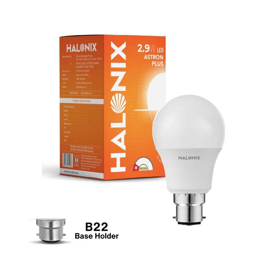 Halonix 2.9W White Led Bulb | B22 Base Holder Combo