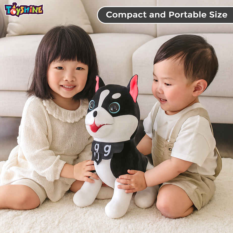 Spanker Husky Dog Soft Toy Cute Puppy Plush for Kids | Black & White - 29 cm