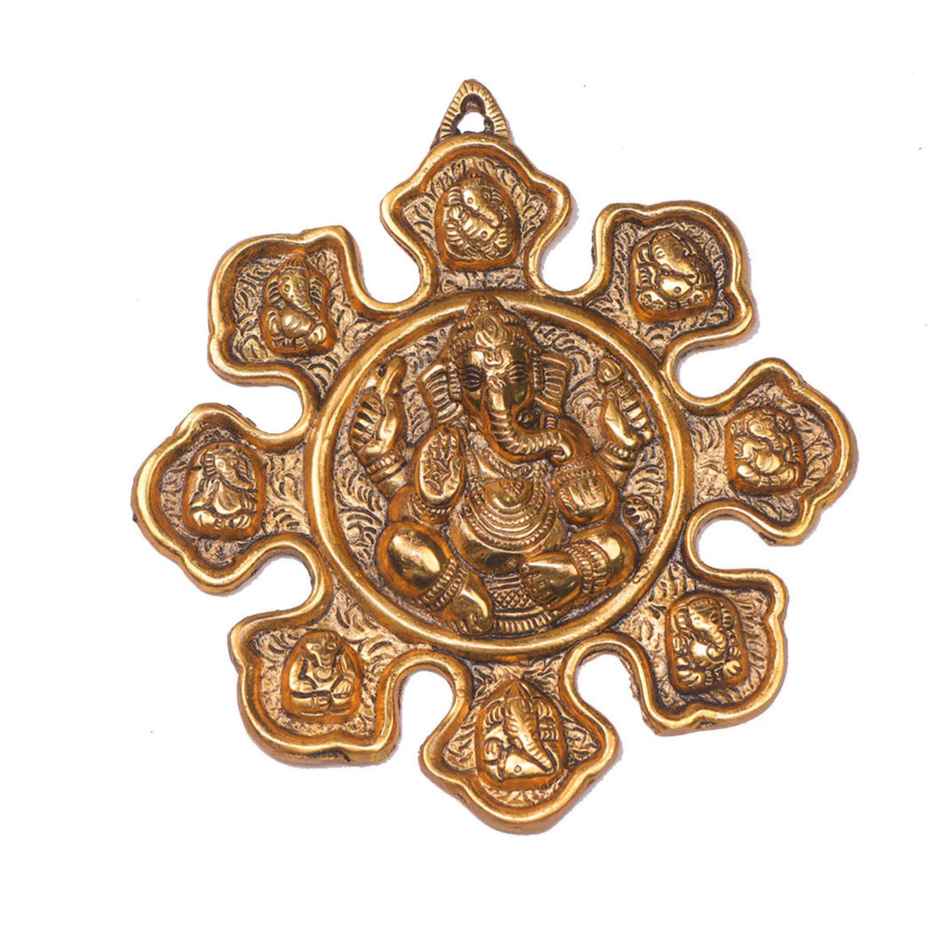 Asthmukhi Ganesh Wall Hanging in Gold Polish | Devnidhi