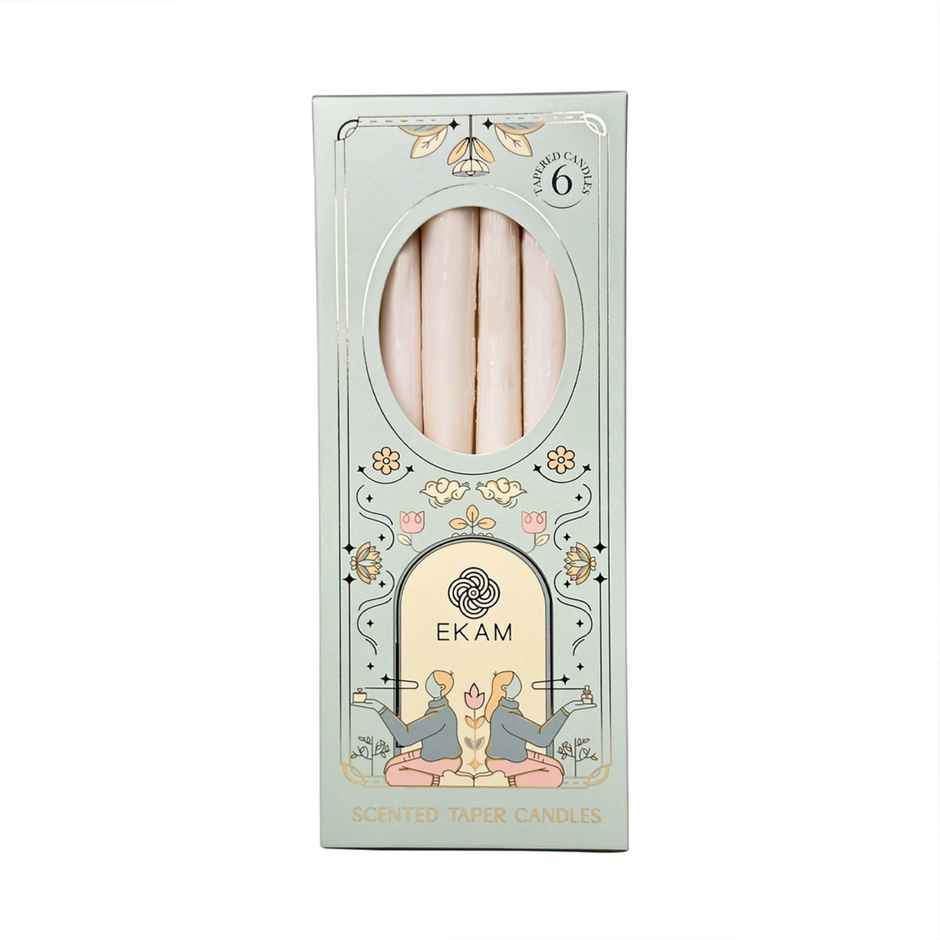 Ekam Scented Taper Candle Gift Set | White Colour