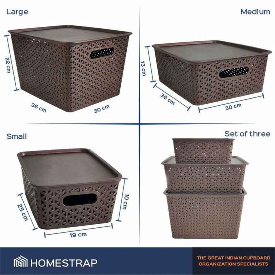 HomeStrap Plastic Multi-Functional Storage Basket | Brown