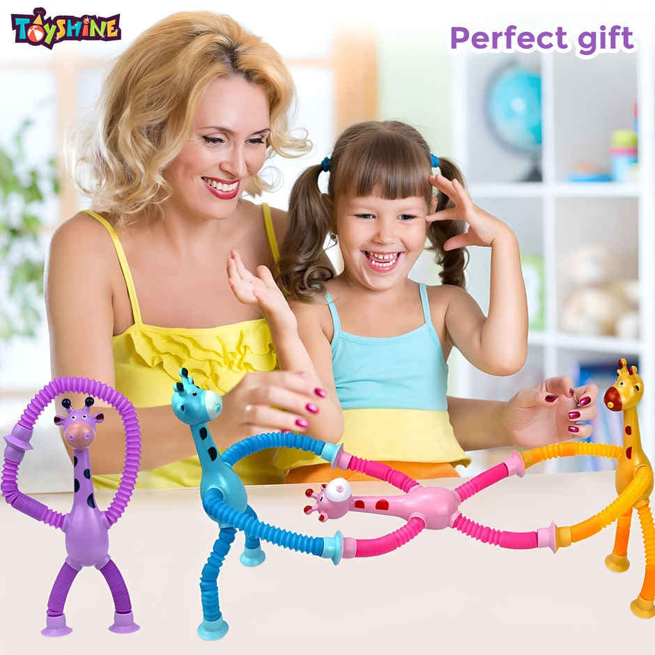 Toyshine Telescopic Suction Cup Giraffe Pop Tube Sensory Learning Toy for Kids 3+