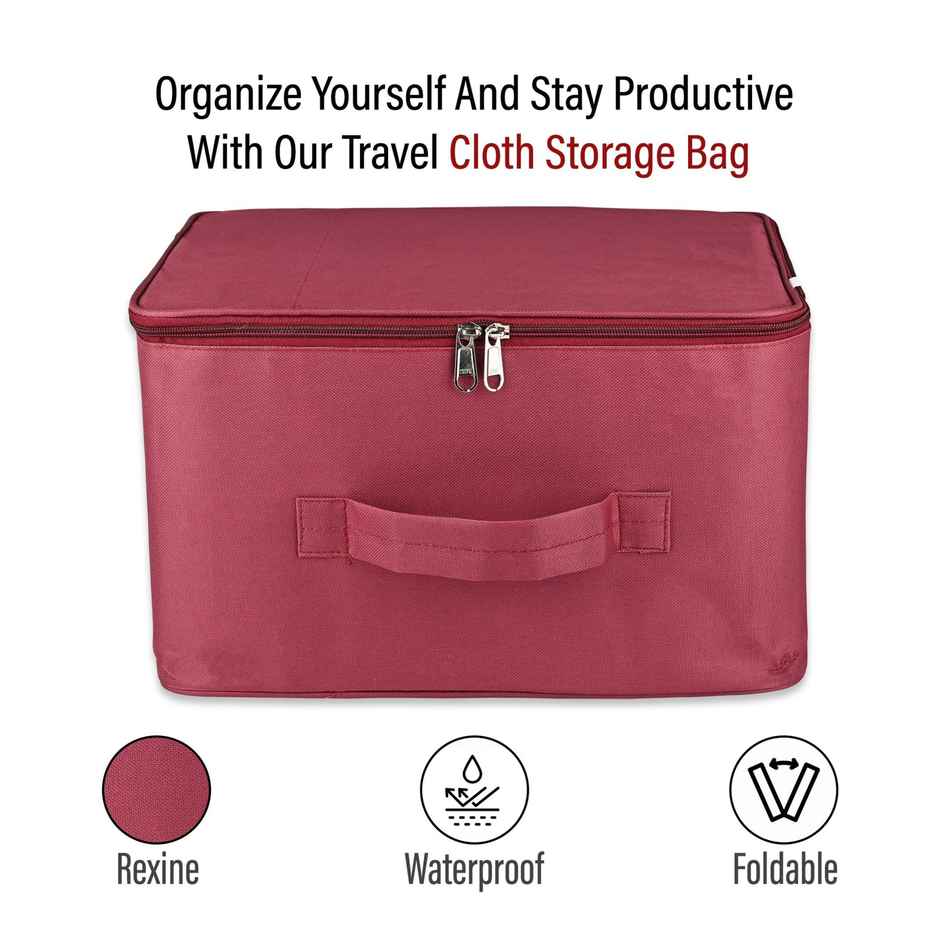 Kuber Industries Waterproof Travel Storage Bag | Foldable Saree & Clothes Organizer | Maroon