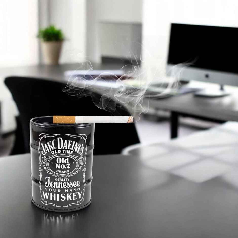 Desidiya Ceramic Black Ashtray, Stylish Black Ceramic Cigarette Holder