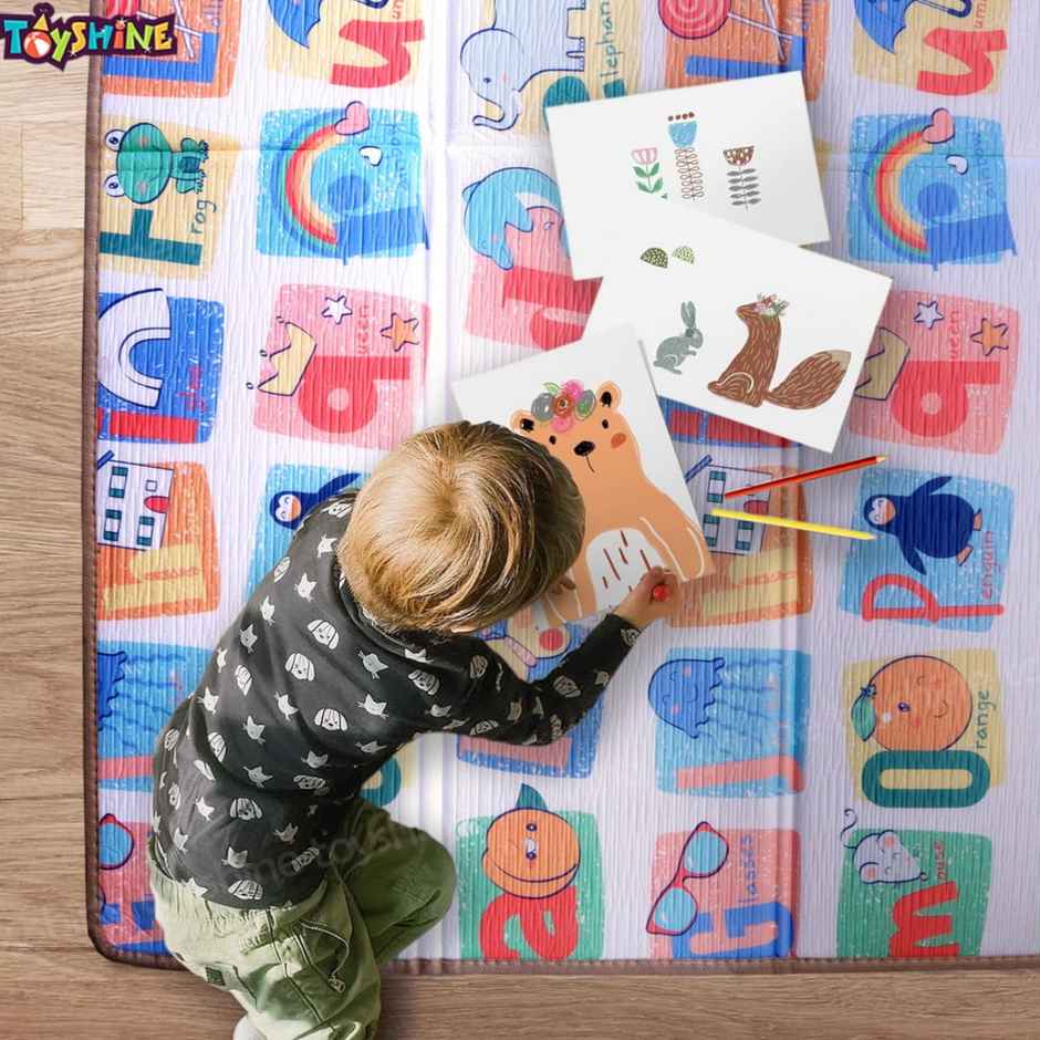Toyshine Extra Large Baby Play Mat, Foldable, Reversible, Waterproof, Animal Print