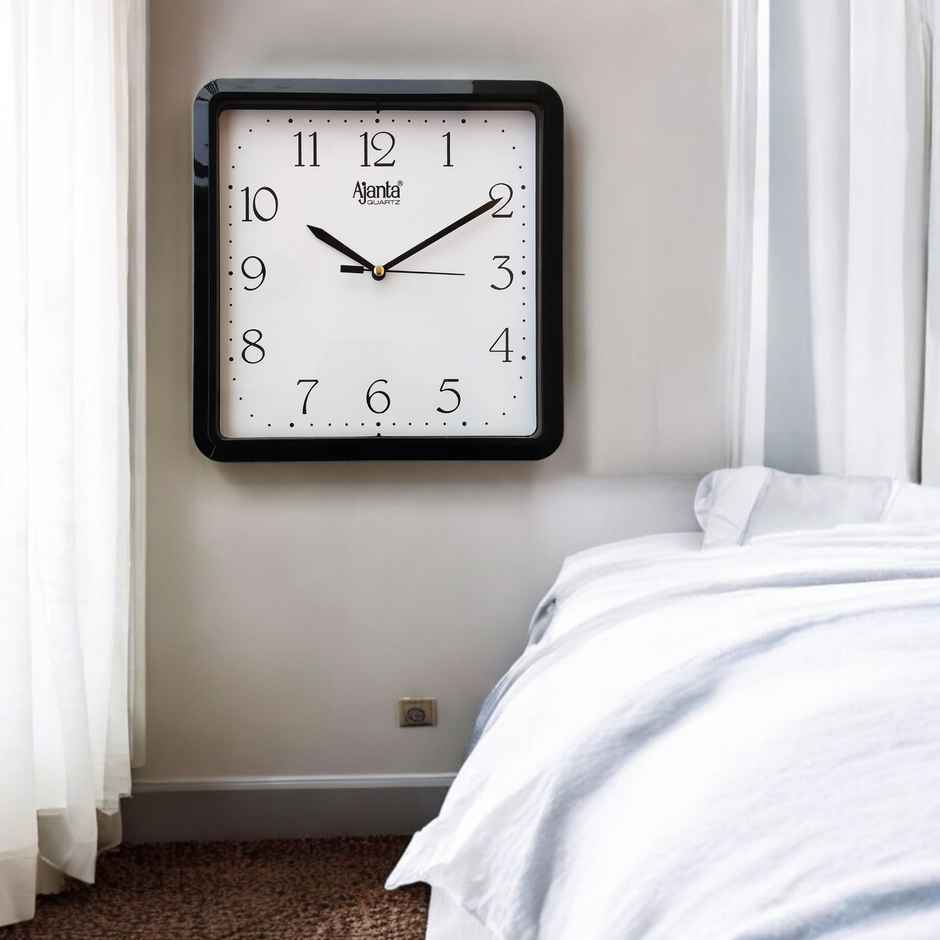 Ajanta Plastic Abstract Black Analog Wall Clock (21.6 cm x 21.6 cm x 3.2 cm)