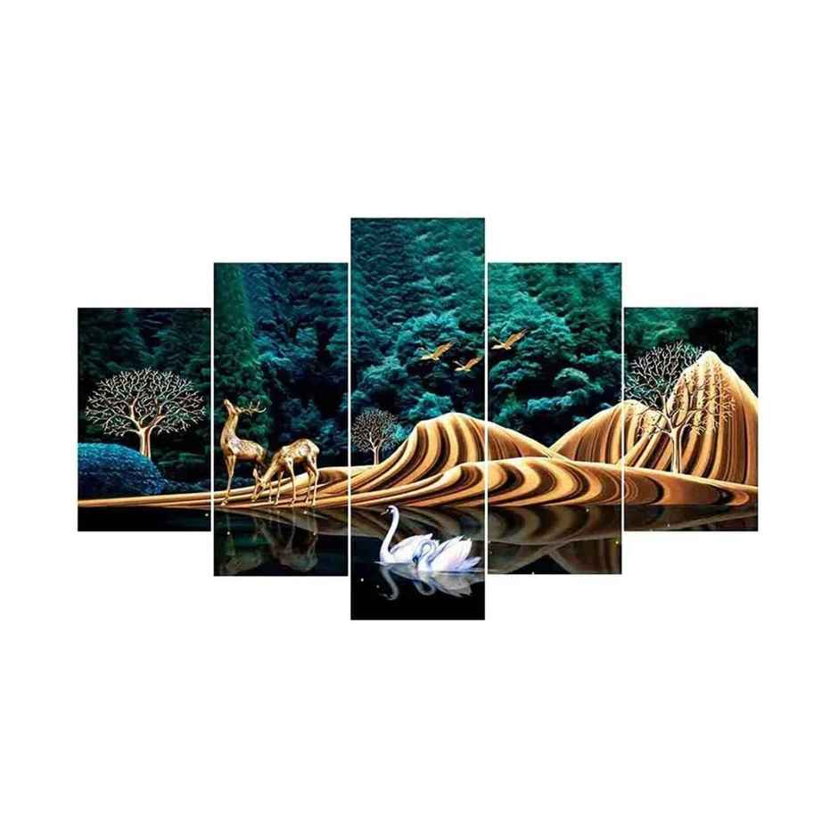 Perpetual Deer Paintings for Wall Decoration Set | 3D Scenery | 75 x 43 cm