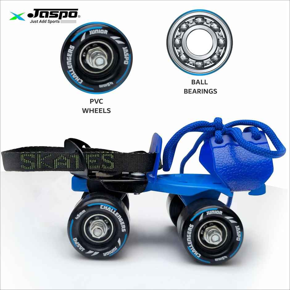 Jaspo Challenger Roller Skates for Kids (Ages 3-7), Adjustable,PVC Wheel, Perfect for Beginner Blue