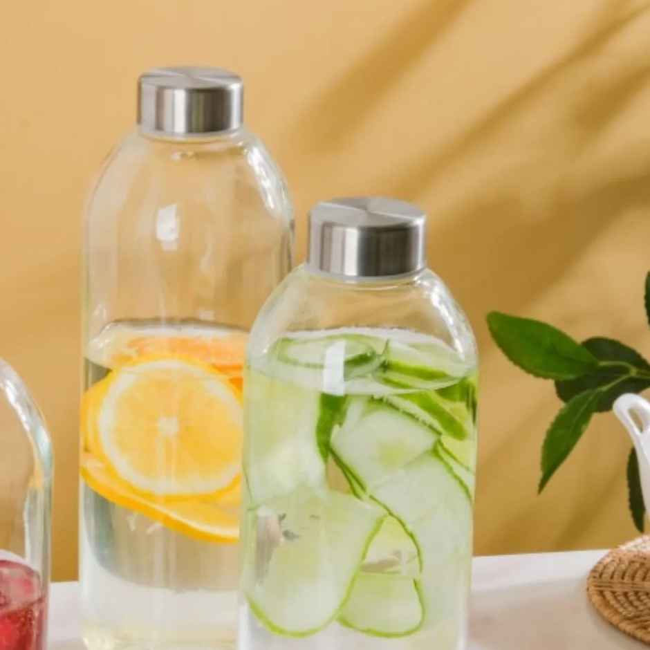 Nestasia Borosilicate Glass Water Bottles 1L Set Of 4