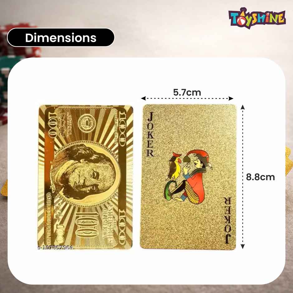 Toyshine Gold Plated Poker Playing Cards | Classic PVC Deck for Adults