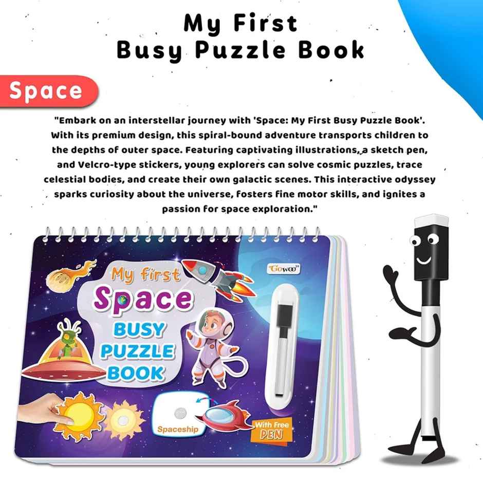 My First Space Busy Puzzle Book - Spiral Binding Book | Sticker Activity Book for Early Learners