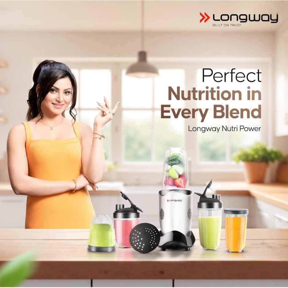 Longway Nutri Power Mixer Grinder & Nutri Blender | 600 W | 22000RPM | 5Jars and SS Blades - Silver