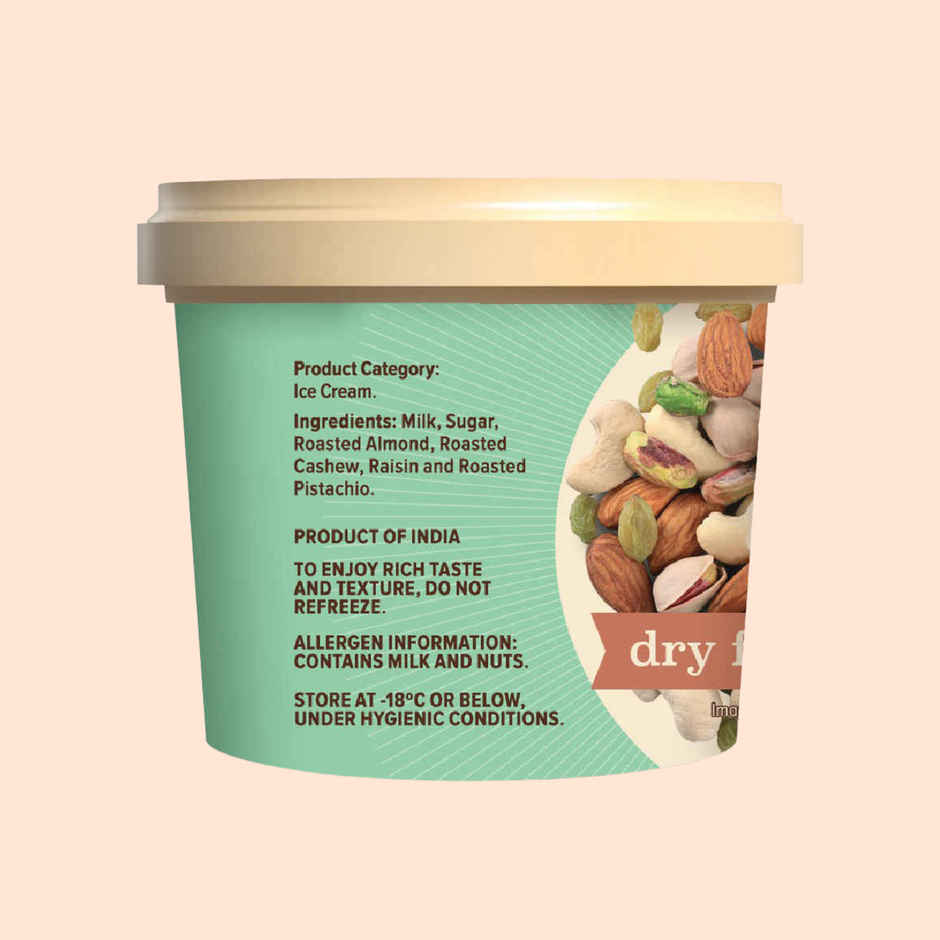 NIC Dry Fruit Overload Ice Cream Cup | Preservative Free | No Artificial Flavors