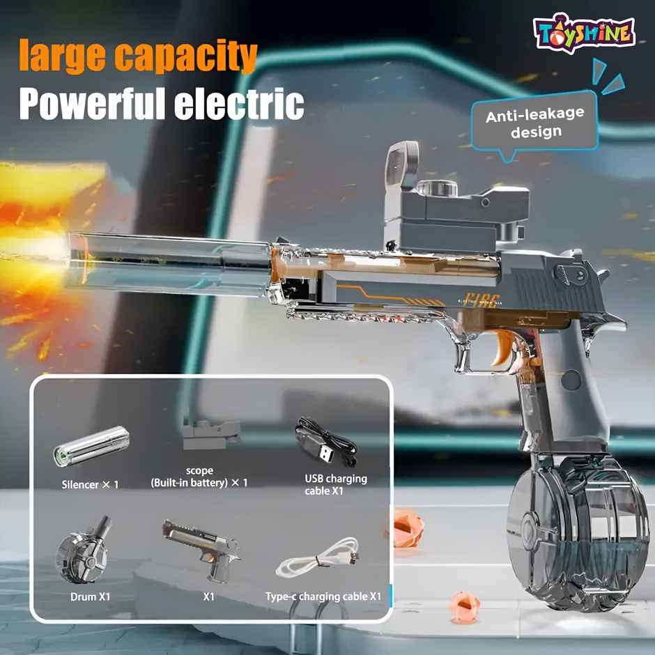 Toyshine Pistol Design Automatic Water Squirt Gun with Light | Rechargeable