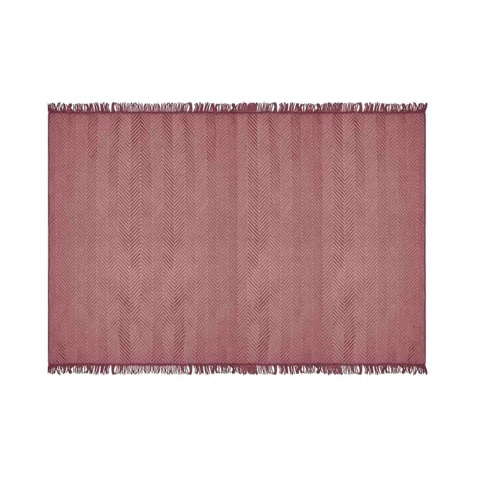 CasaCraft Pepperfry Sofa Covers Velvet Zig Zag Pink 55x86 Inch Reversible Cotton Blanket for Home
