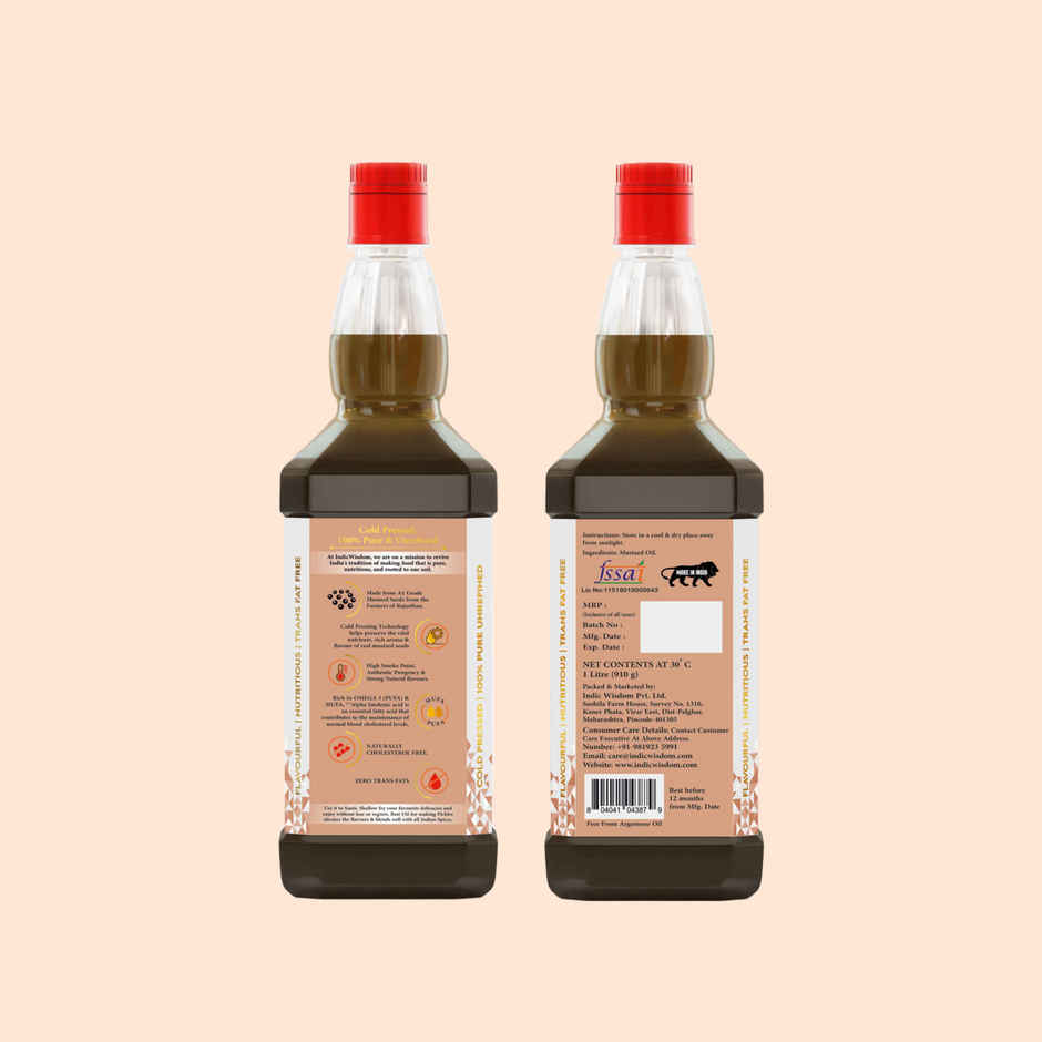 Indic Wisdom Cold Pressed Mustard Oil | Pure & Unrefined Sarson Oil