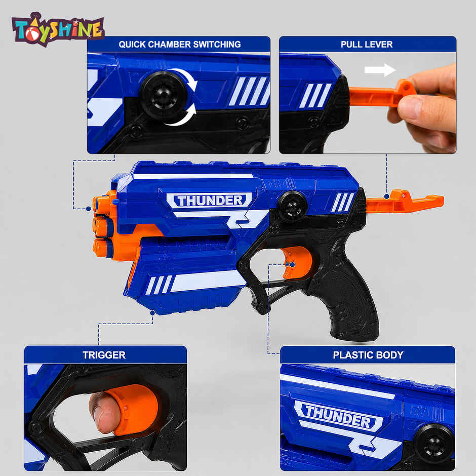 Toyshine Long-Range Foam Blaster Gun Toy with 10 Bullets | Safe & Multicolor Fun | Toy Gun