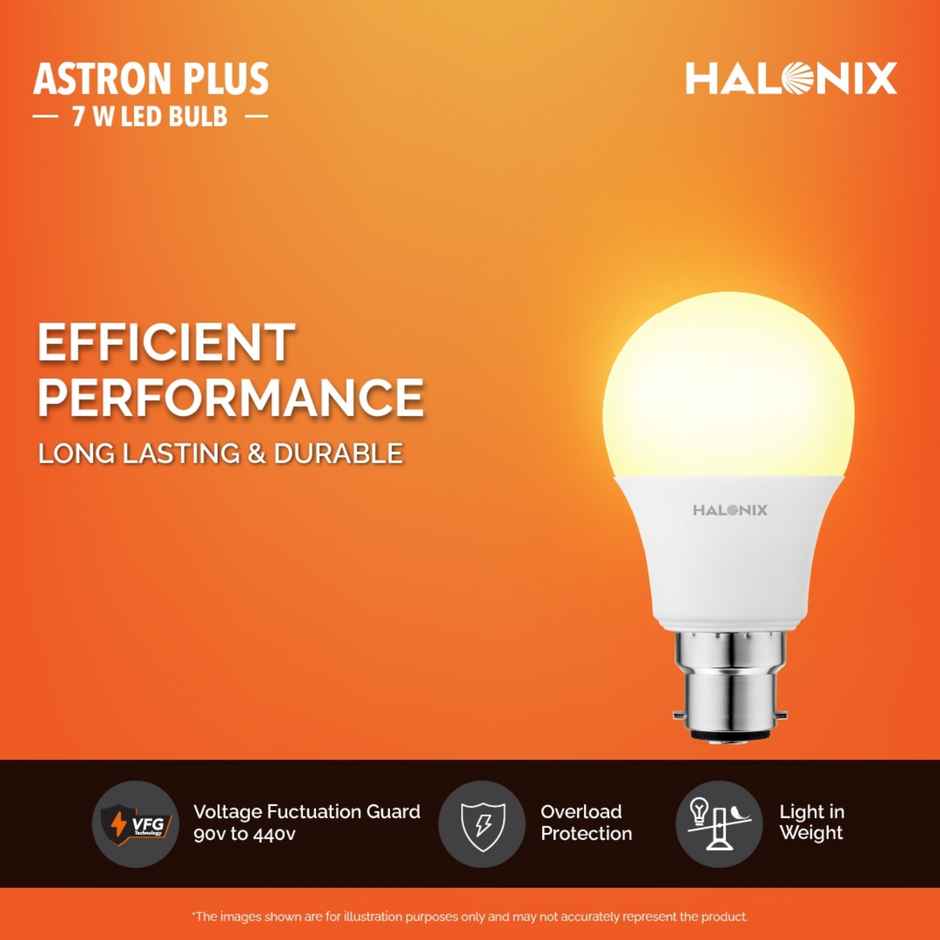 Halonix 7W Warm White Yellow Led Bulb | B22 Base Holder Combo