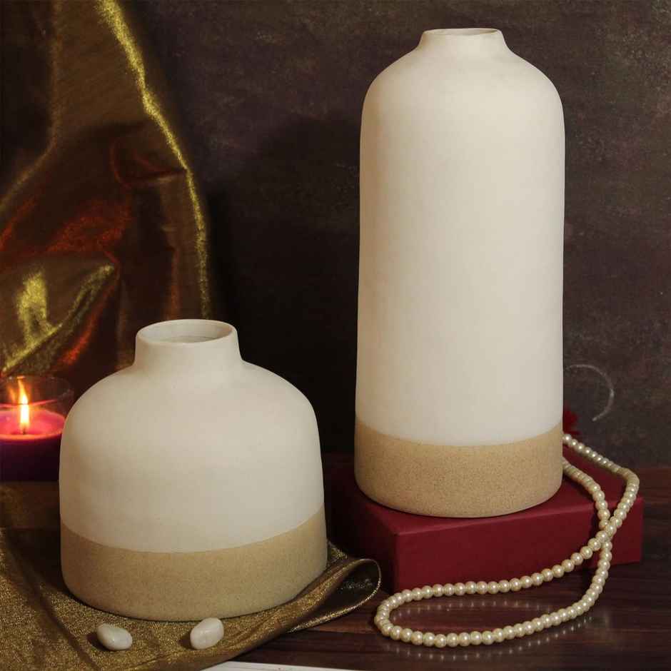 Tied Ribbons Set Of 2 Ceramic Vases Without Flowers