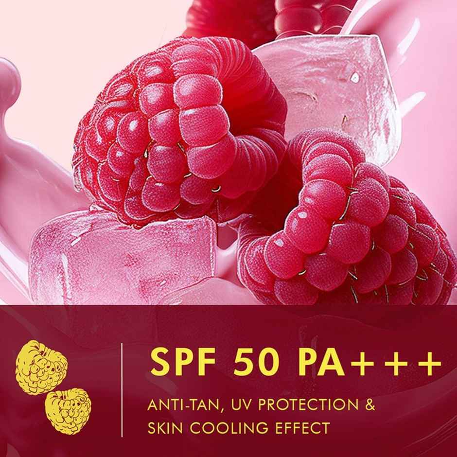 mCaffeine Brightening Raspberry Rush Serum Body Lotion SPF 50 PA+++