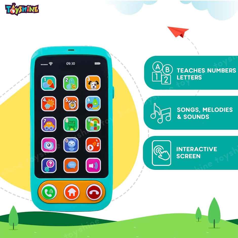 Toyshine Battery-Operated Cell Phone Toy with 15 Touch Buttons for Kids (Colour May Vary)