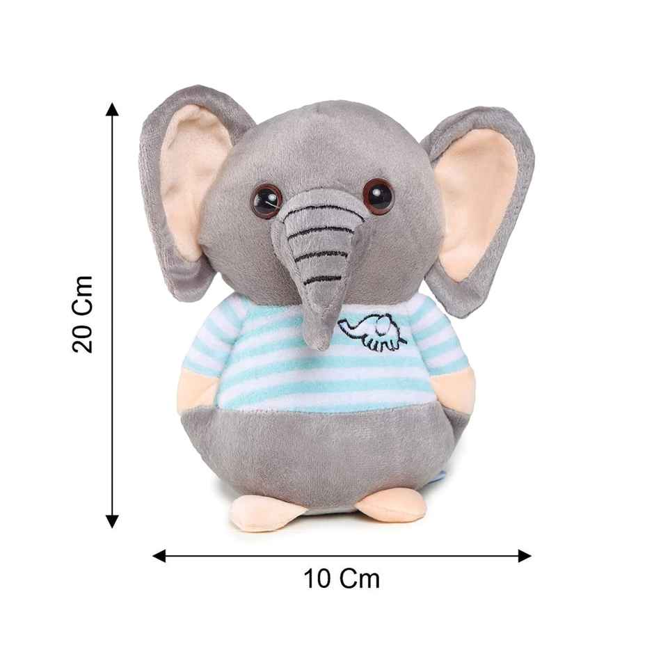 Webby Soft Animal Plush Elephant Toy 20cm, Blue & Grey