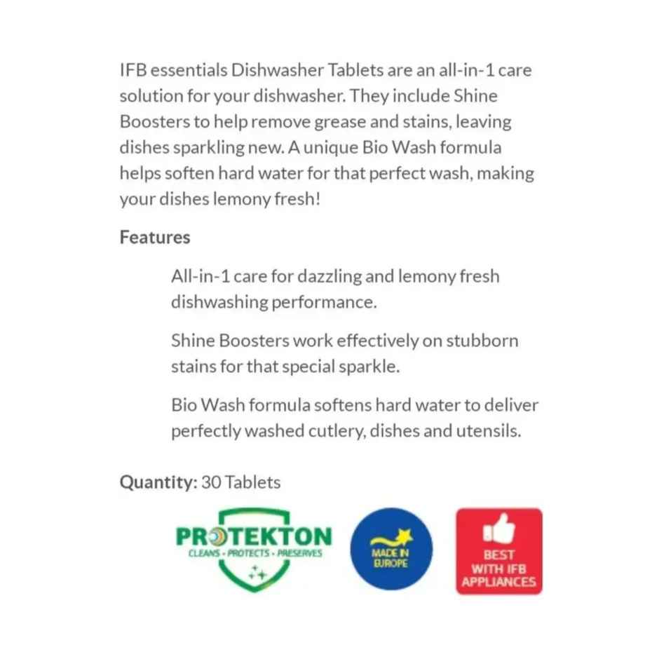 IFB essentials Dishwasher Tablets