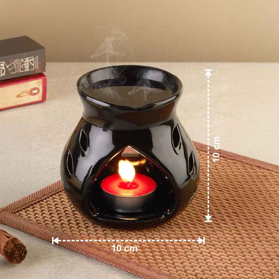 Asian Aura Candle Diffuser Oil Burner with Lavender & Rosy Romance Oils | 10 ml Each + Tea Light