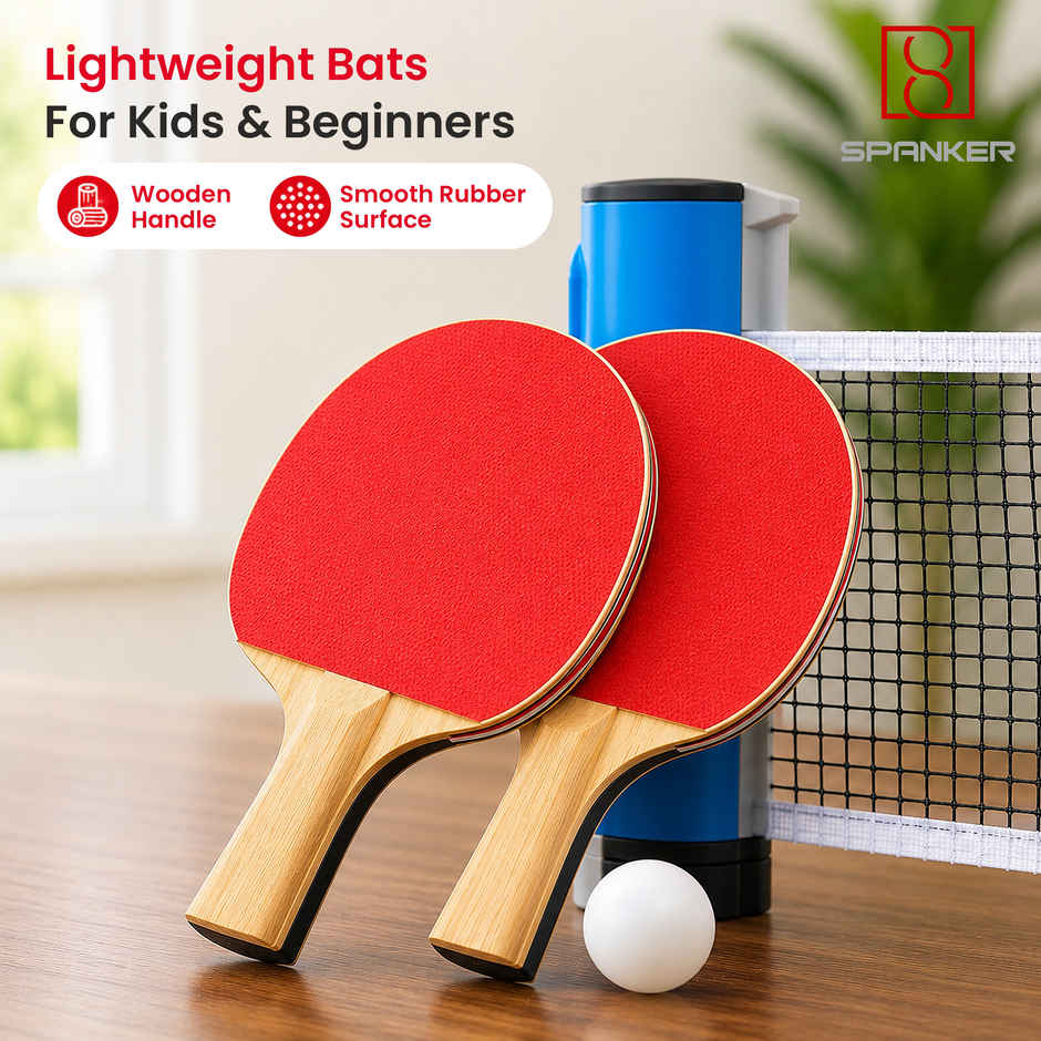 Spanker Sports Table Tennis Set with Retractable Net, 2 Bats & 3 Balls for Indoor Play