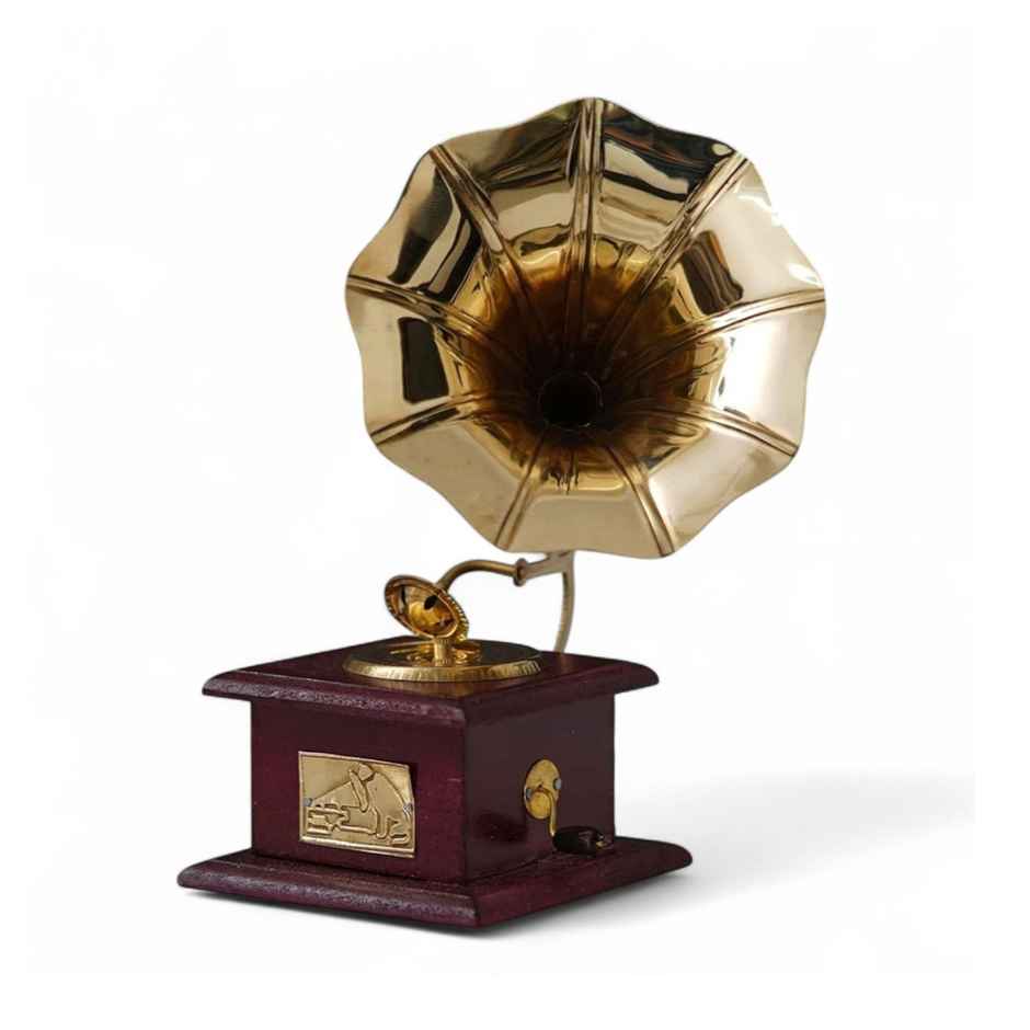 Casacraft by Pepperfry Brown & Gold Handmade Vintage Dummy Gramophone Showpiece