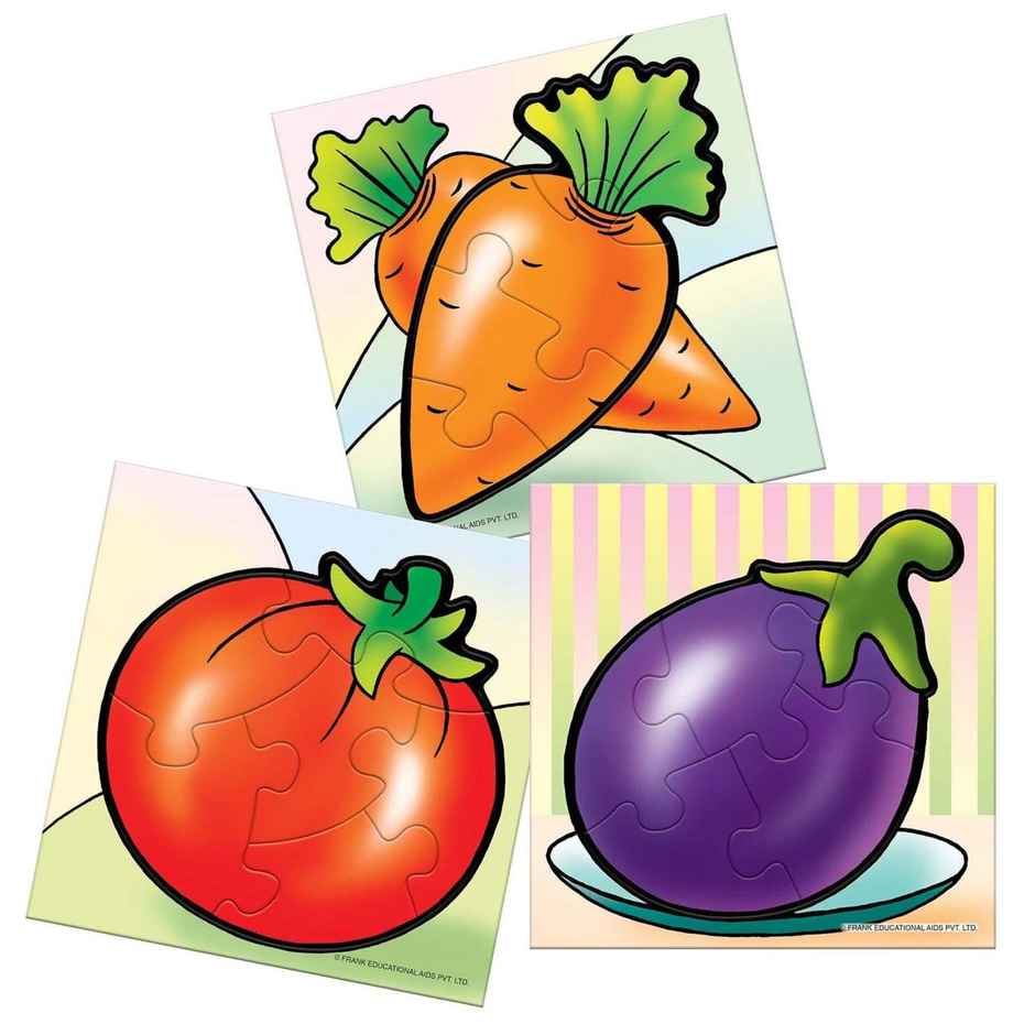 Frank Vegetables - A Set Of 3 First Puzzles - 4, 5 & 6 Pieces