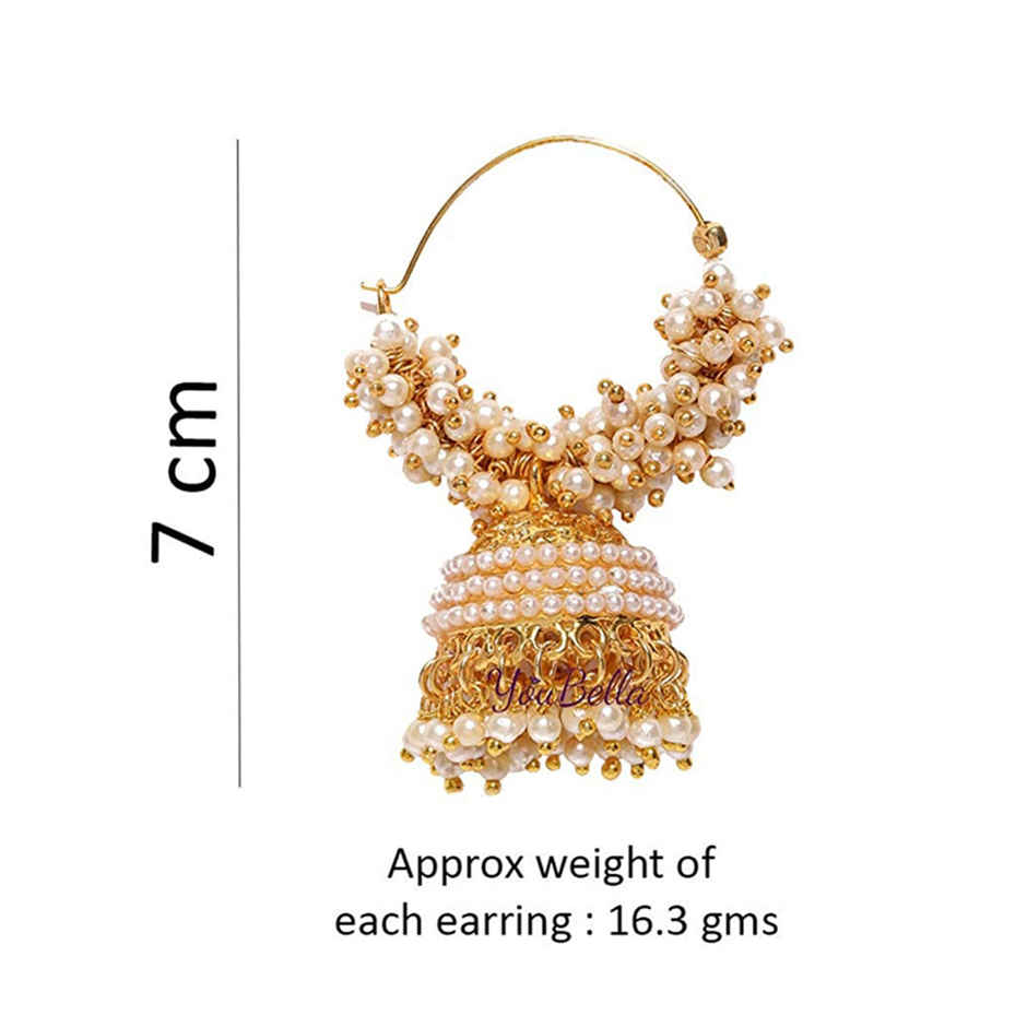 YouBella Fashion Jewellery Gold Plated Pearl Jhumka Earings for Women Traditional Earrings