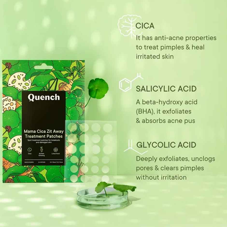 Quench Korean Acne Patches / Pimple Patches With Salicylic Acid Tea Tree Oil & Cica Combo