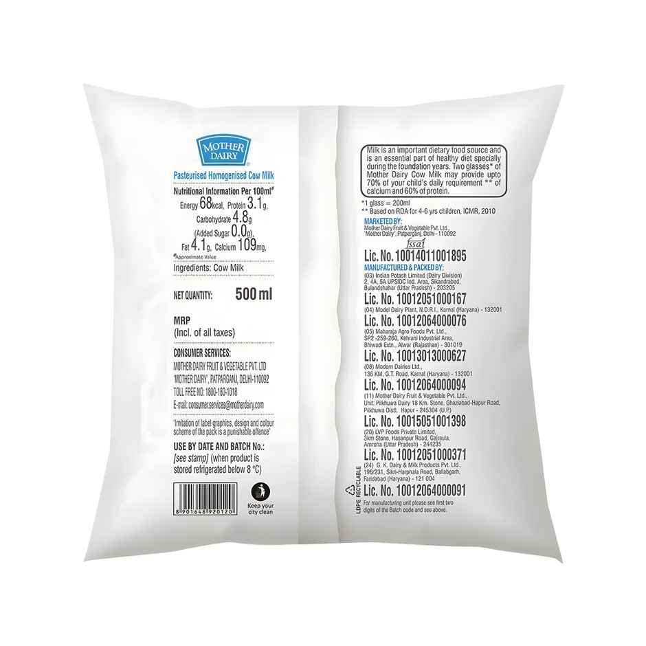 Mother Dairy Cow Fresh Milk | Pouch