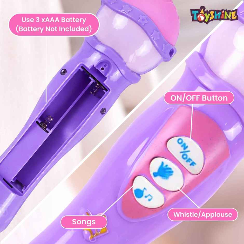 Toyshine Musical Microphone Singing Mic Toy With Lights and Clear Sound | Purple