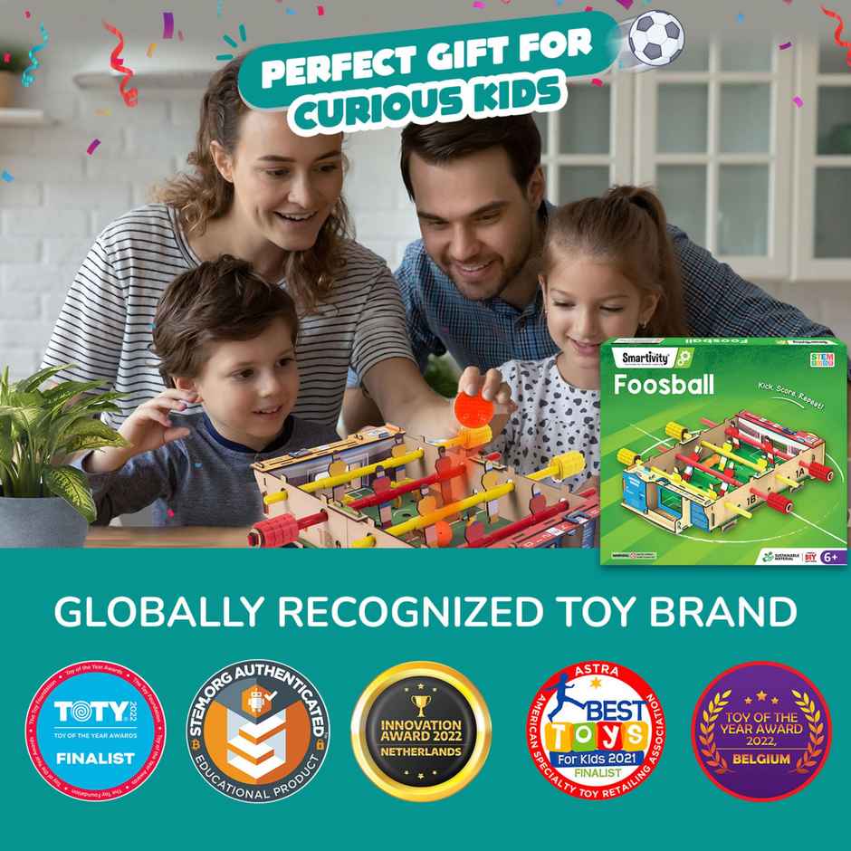 Smartivity Foosball Table Top Indoor Sports Game, Perfect Gift for 6 to 12-Year-Old Kids