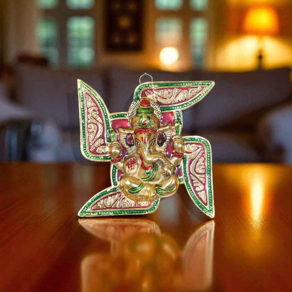 Ganesh Ji on Meenakari Swastik Wall Hanging | Devnidhi