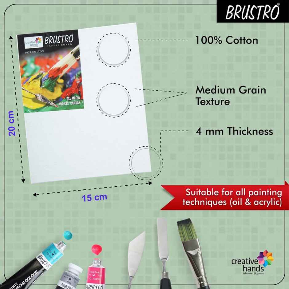 Brustro Canvas Board Medium Grain 6X8
