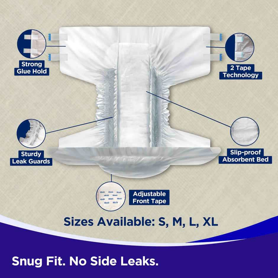 Friends Adult Diaper Tape| Easy Type | L | 32.68 - 59.84 inch Combo