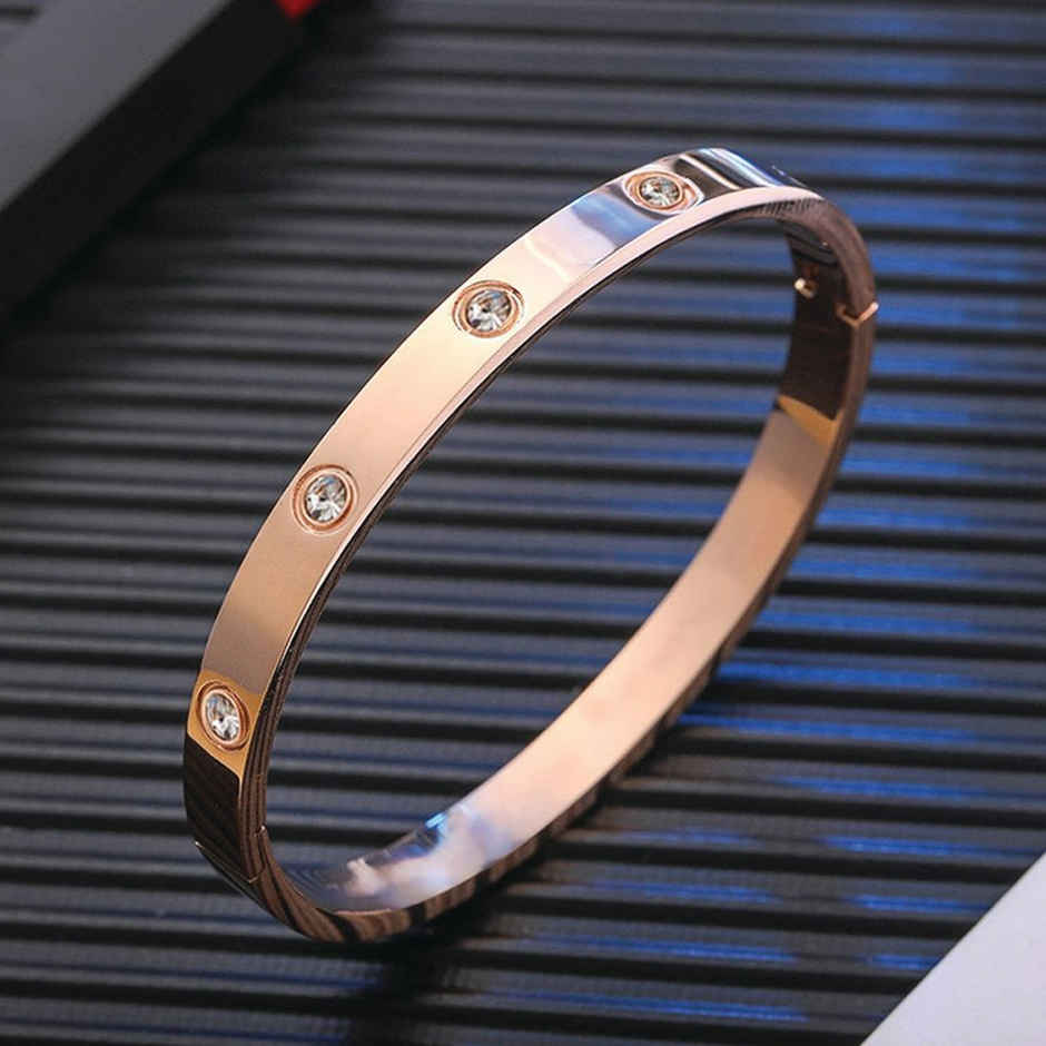 Shining Diva Fashion Latest Stylish Stainless Steel Bangle Gift Bracelet for Women and Girls 15745b