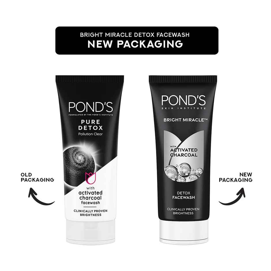 Pond's Bright Miracle Detox Facewash With 10X Power Of Charcoal